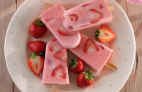 Strawberry and coconut ice lollies