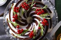 Rich chocolate wreath cake with ginger frosting